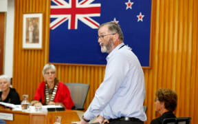 Councillor Ken Couper speaks in favour of Māori wards at today's Whangārei District Council meeting.