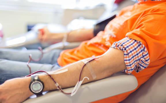 Blood donor at donation