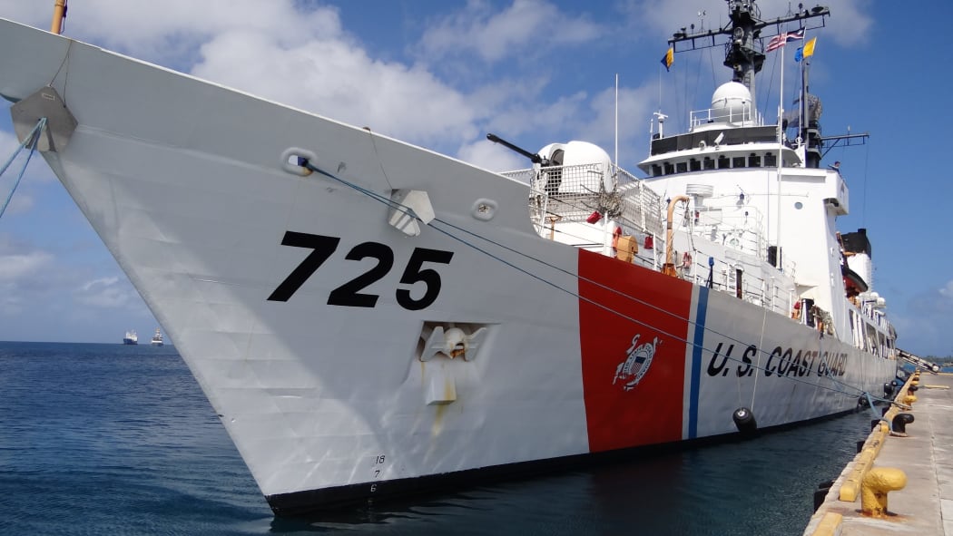 A US Coast Guard cutter on a visit to Majuro.