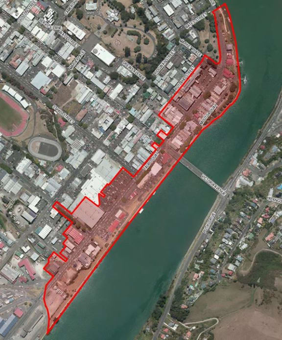 Map of flooded areas in Whanganui.