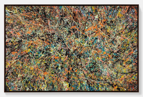 Ed Sheeran's artwork called Unfolding Cosmos (2024), colourful splashes fill a canvas.