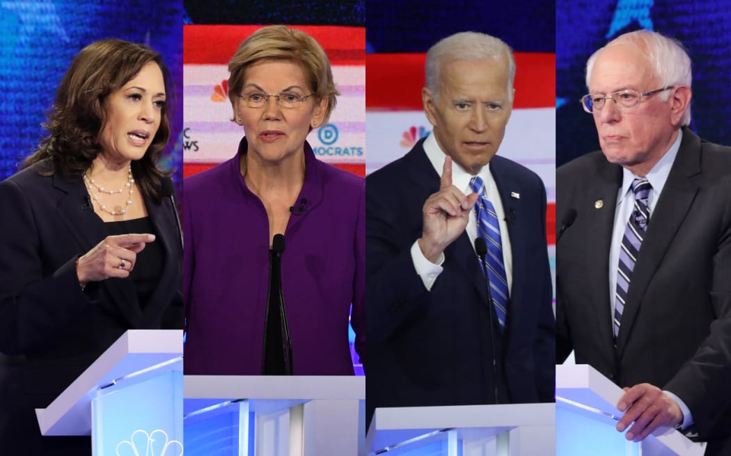 Senator Kamala Harris, Senator Elizabeth Warren, former Vice-President Joe Biden and, and Senator Bernie Sanders.