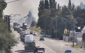 A number of fires next to State Highway 1 south of Christchurch have resulted in the road being closed
