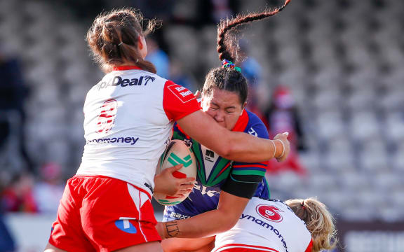 Lavinia Kitai takes a high shot. St George Dragons v One New Zealand Warriors Women.