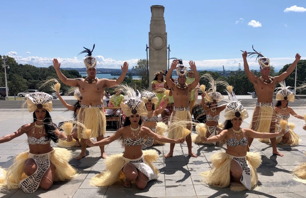 Members of the Tahitian dance group from Hawaii.