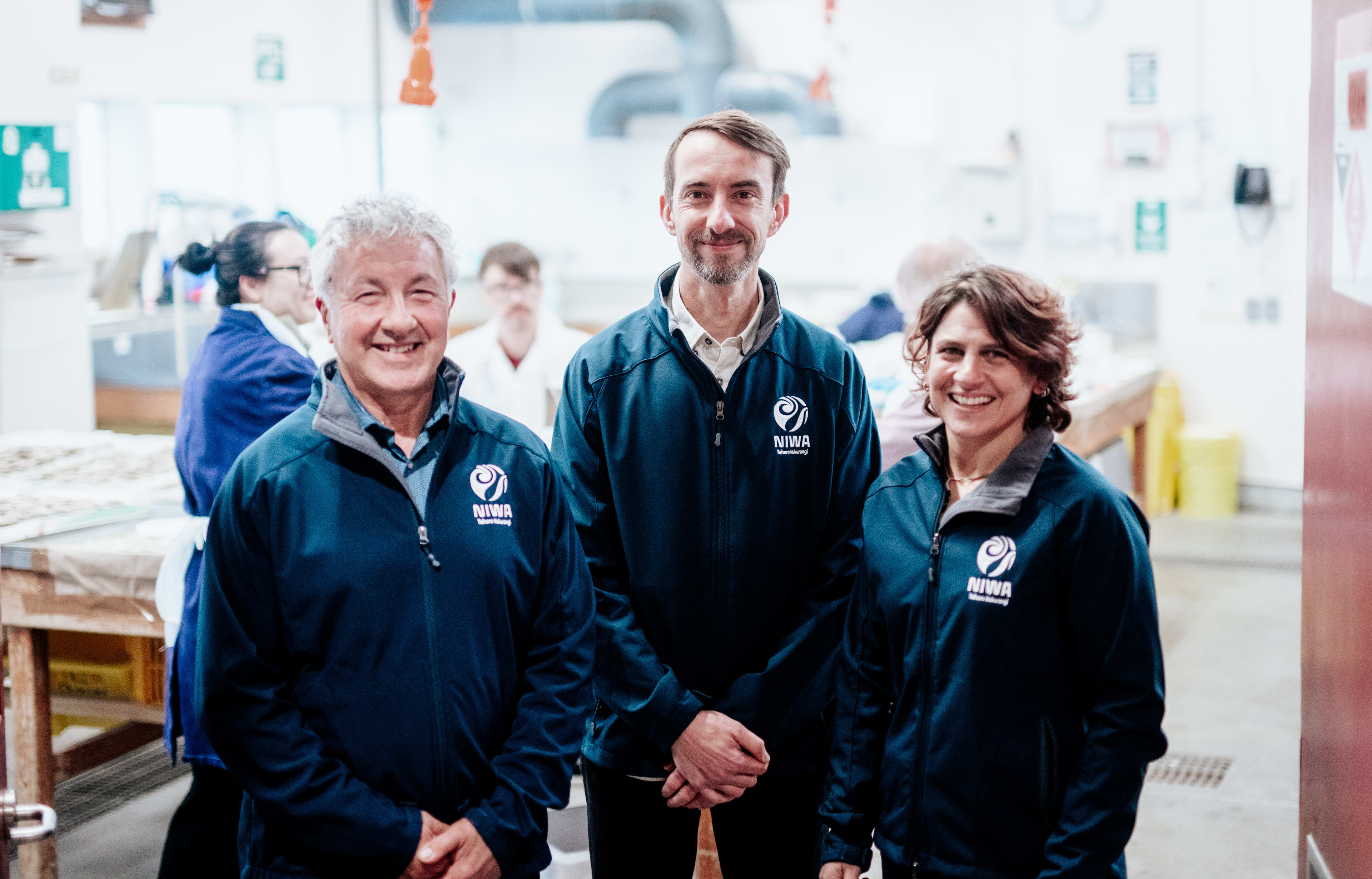 From left, Niwa fisheries scientist Keith Michael, molecular biologist Jaret Bilewitch and biosecurity scientist Anjali Pande.