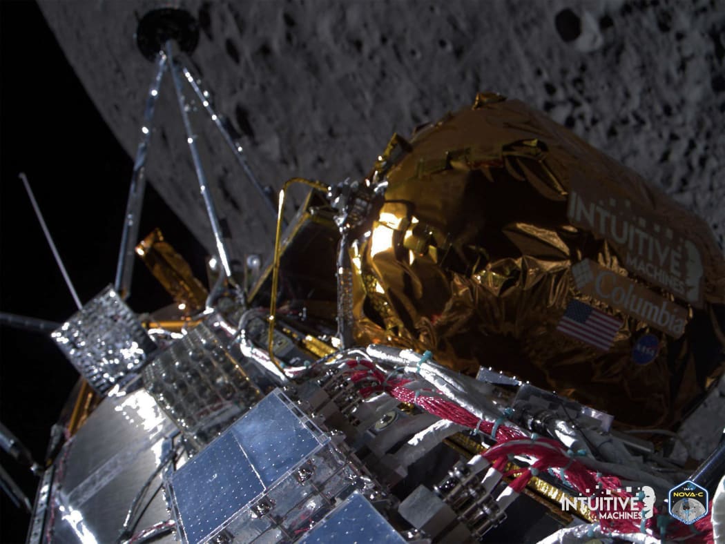 In this photo courtesy of Intuitive Machines, Odysseus passes over the near side of the Moon following lunar orbit during the IM-1 mission on February 21, 2024.