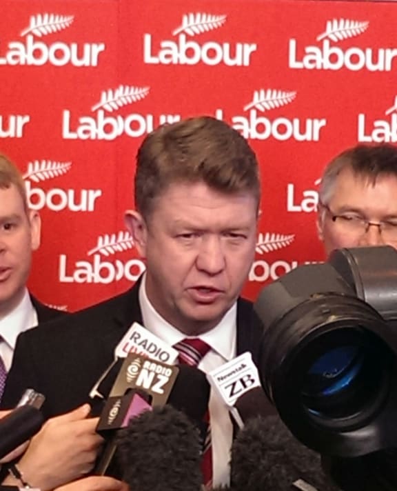 David Cunliffe speaking to the media after his speech.