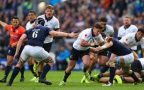 Cam Roigard of New Zealand in action. Scotland v New Zealand All Blacks at Murrayfield Stadium, Edinburgh, Scotland on Saturday 8 November 2025.
New Zealand All Blacks 2025 Northern Tour.
© Photo: Paul Thomas / Photosport
