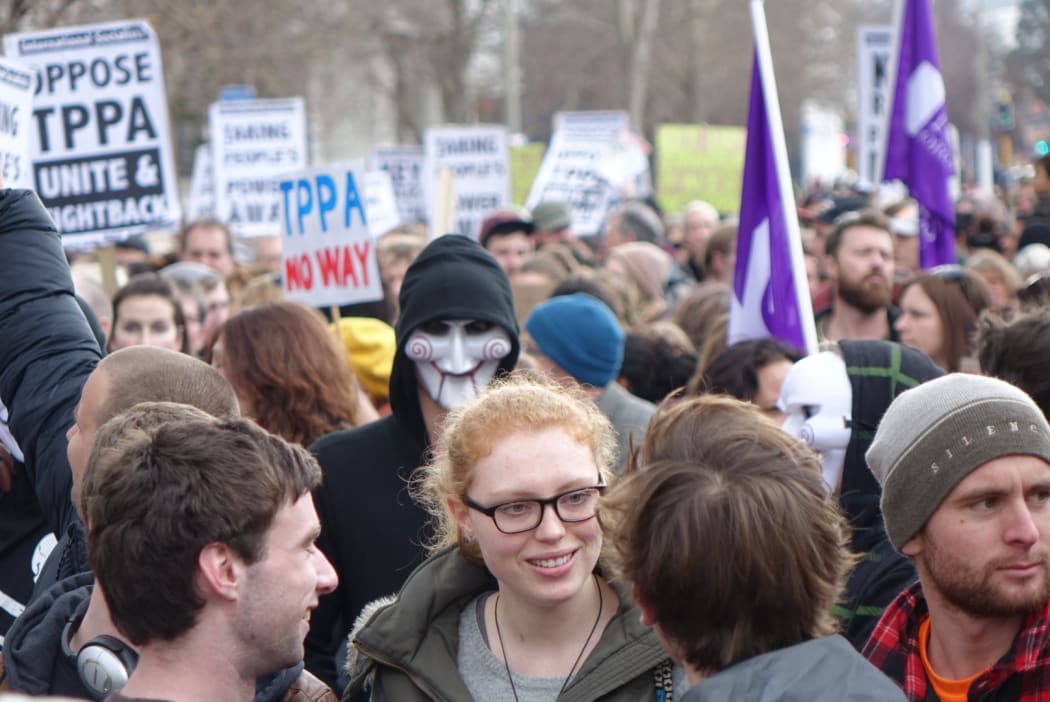 Protesters in Dunedin