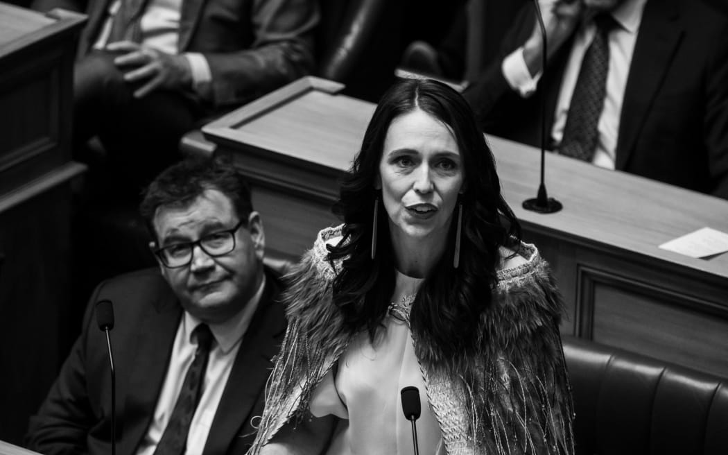 Jacinda Ardern giving her valedictory speech in Parliament.