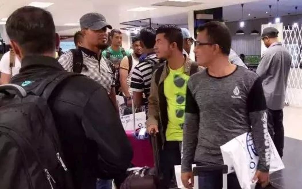 The 3rd group of Manus men at the Port Moresby airport.
