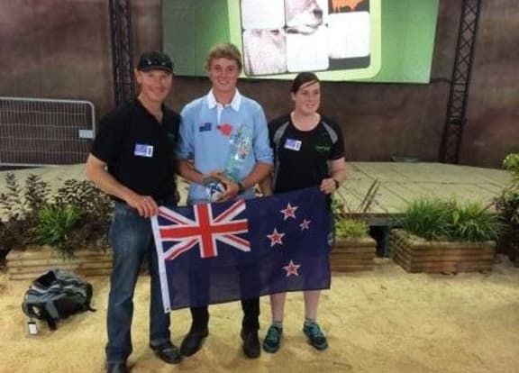 From left: Beef + Lamb NZ representative Martin Coup, Mitchel Hoare and Katey Craig.