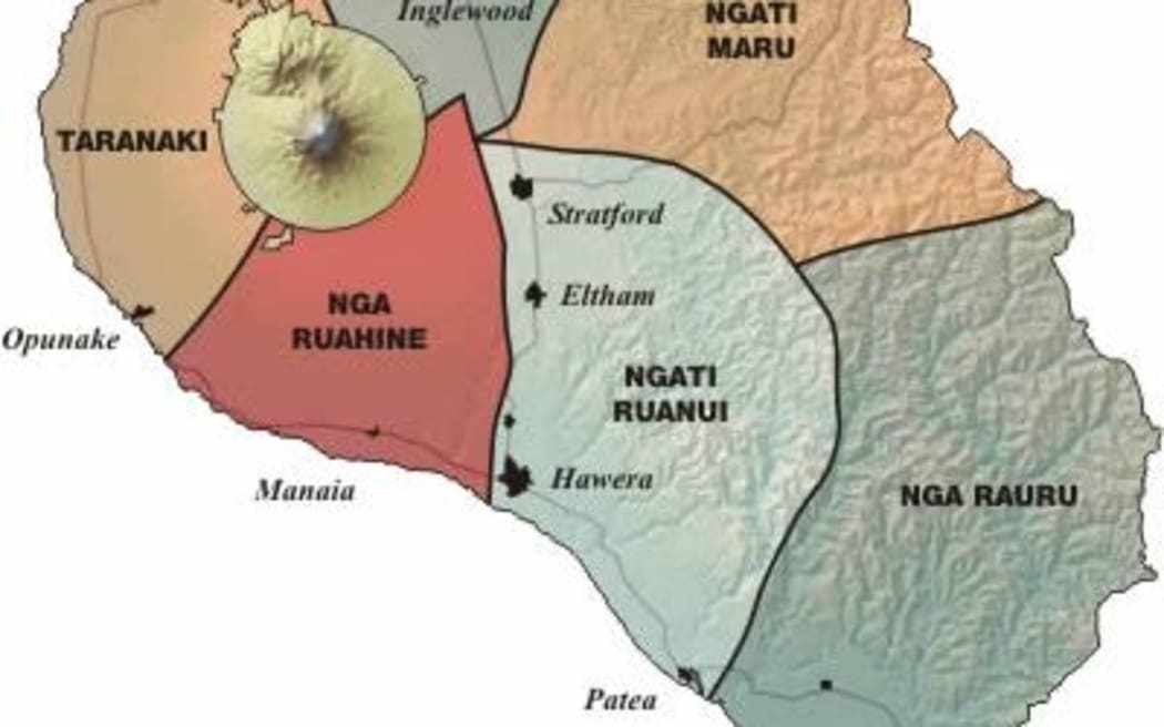 A map showing the iwi boundaries in South Taranaki.