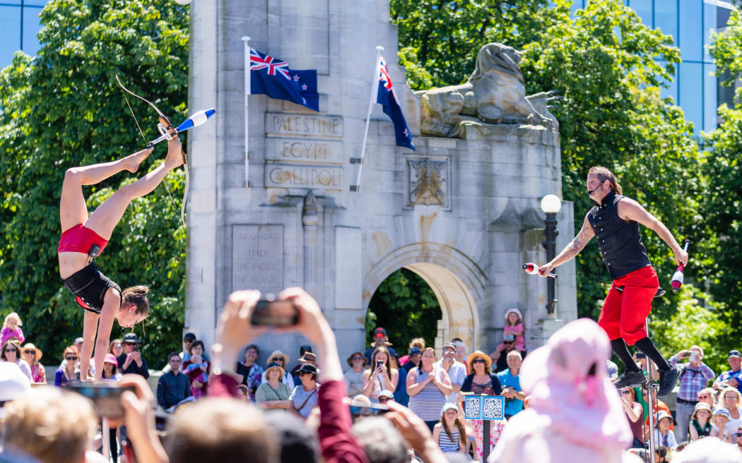 Foot archery at busking festival