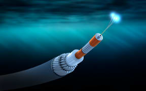 Cross section of a submarine communications cable - 3d illustration.