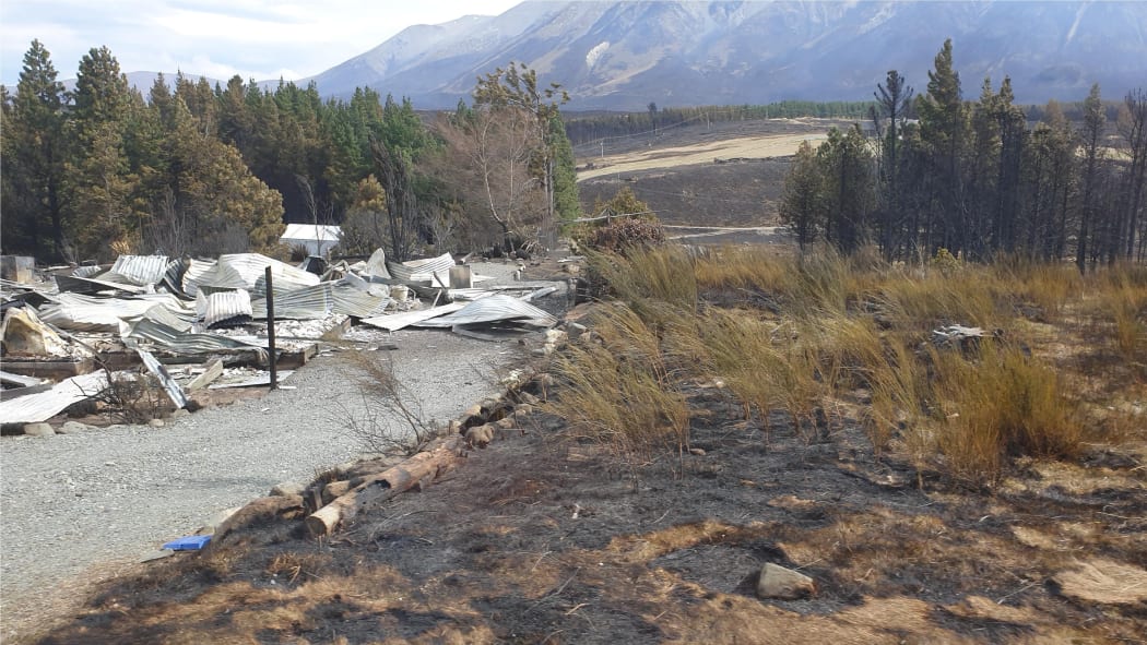Fire damage at Lake Ohau village.