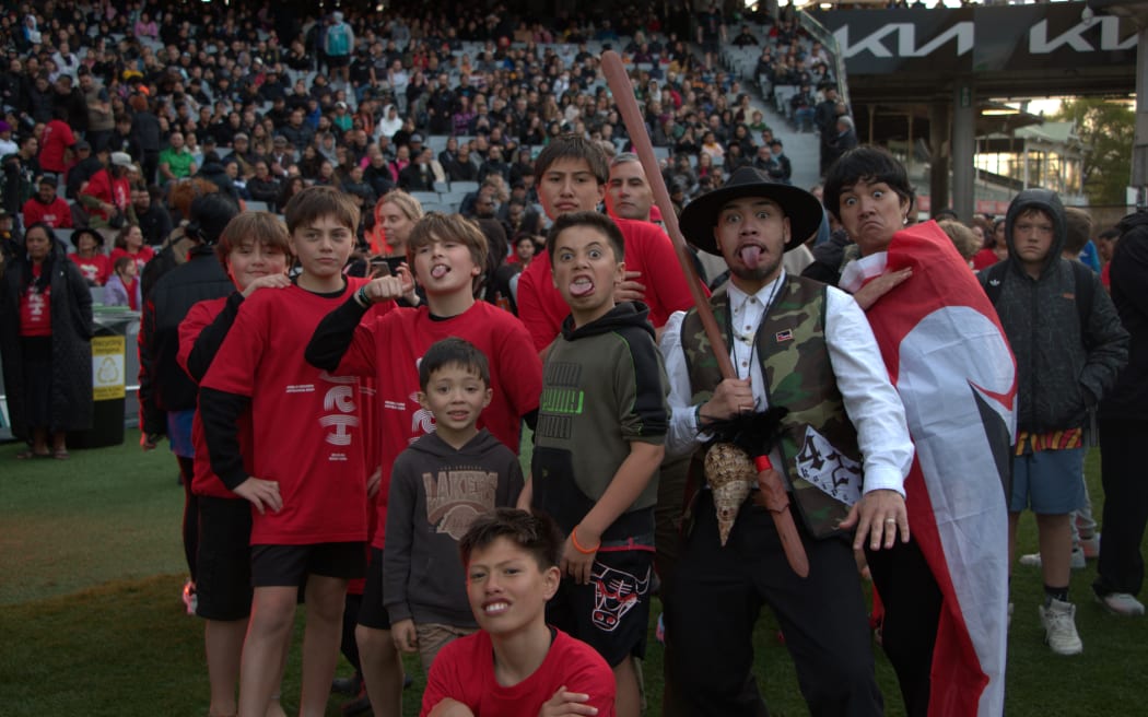 A group of rangatahi from Ngāti Toa.