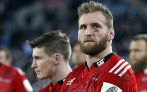 The Crusaders' All Blacks Kieran Read and Colin Slade.