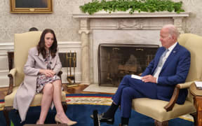 Prime Minister Jacinda Ardern meets US President Joe Biden in the White House.