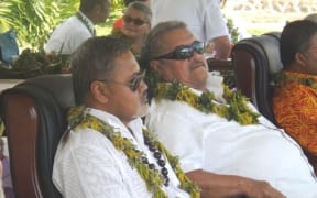 Samoa Minister of Police and Prisons, Sala Fata Pinati (right) and Minister of Justice, Faaolesa Katopau Ainu'u.
