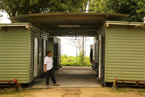 One of the first group of asylum seekers at the Manus Island centre in August 2013.