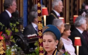 Lord President of the Council, Penny Mordaunt, carries the Sword of State ahead of the coronations of Britain's King Charles III and Britain's Camilla, Queen Consort at Westminster Abbey in central London on May 6, 2023. - The set-piece coronation is the first in Britain in 70 years, and only the second in history to be televised. Charles will be the 40th reigning monarch to be crowned at the central London church since King William I in 1066. Outside the UK, he is also king of 14 other Commonwealth countries, including Australia, Canada and New Zealand. Camilla, his second wife, will be crowned queen alongside him and be known as Queen Camilla after the ceremony. (Photo by Victoria Jones / POOL / AFP)