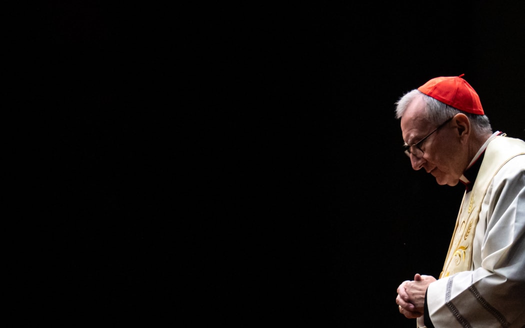 The Vatican's Cardinal Secretary of State Pietro Parolin leading a Rosary prayer for the health of Pope Francis, at St Peter's Basilica in The Vatican on 24 February, 2025.