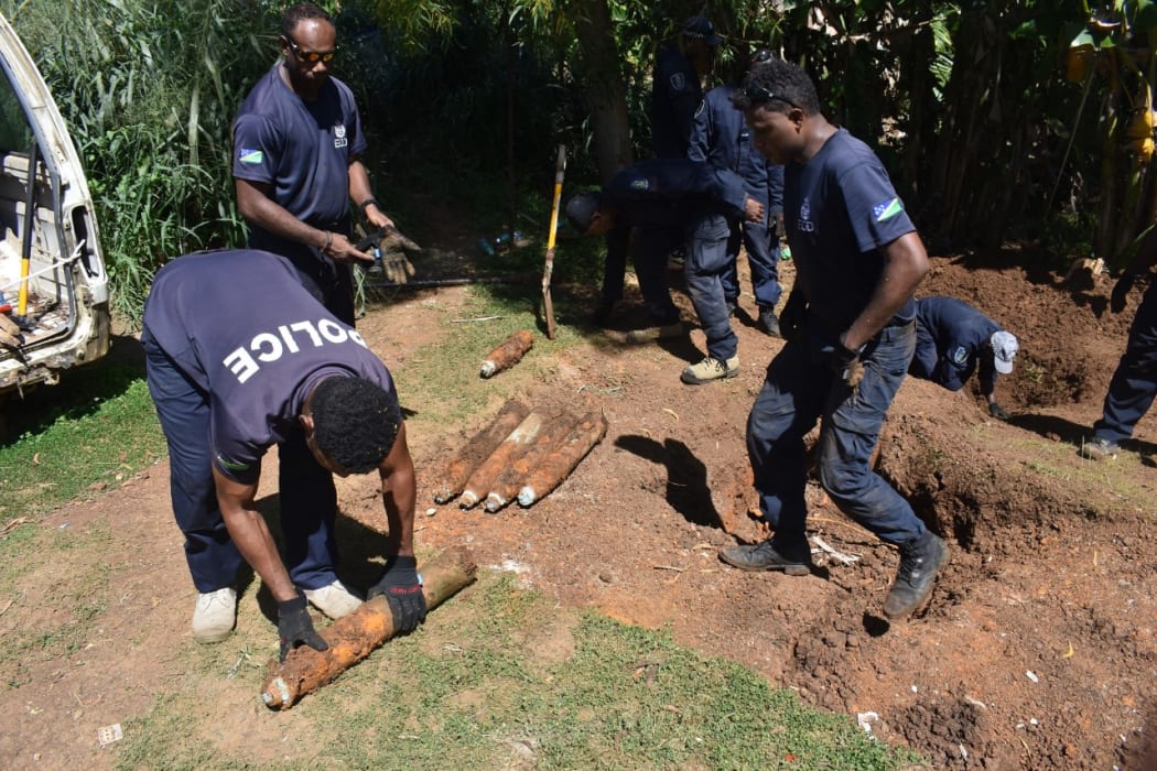 Solomon Islands police found 101 shells at the site at Gilbert Camp near the capital Honiara.