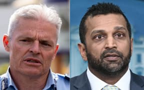 NZ Police Commissioner Richard Chambers (left) and US FBI Director Kash Patel.