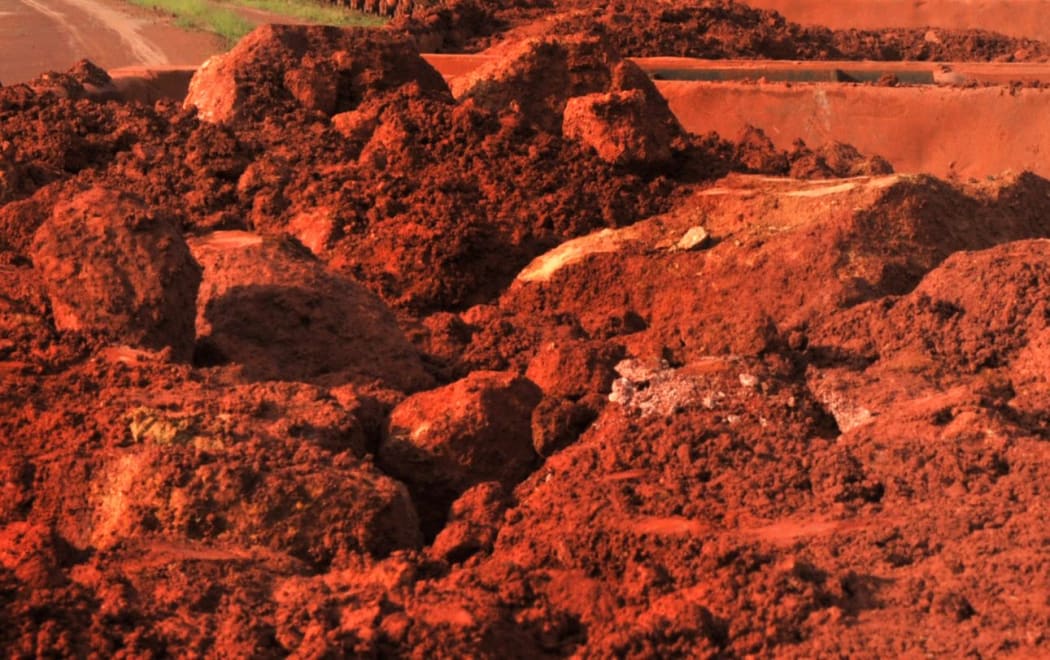 Bauxite at a factory in Guinea.