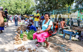 A woman at a market in PNG