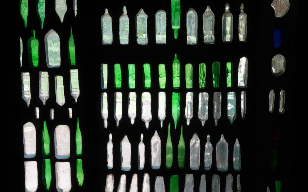 The Bottle House, once a milking shed, was the place Hundertwasser first made bottle windows, later put to good use at the Kawakawa toilets.