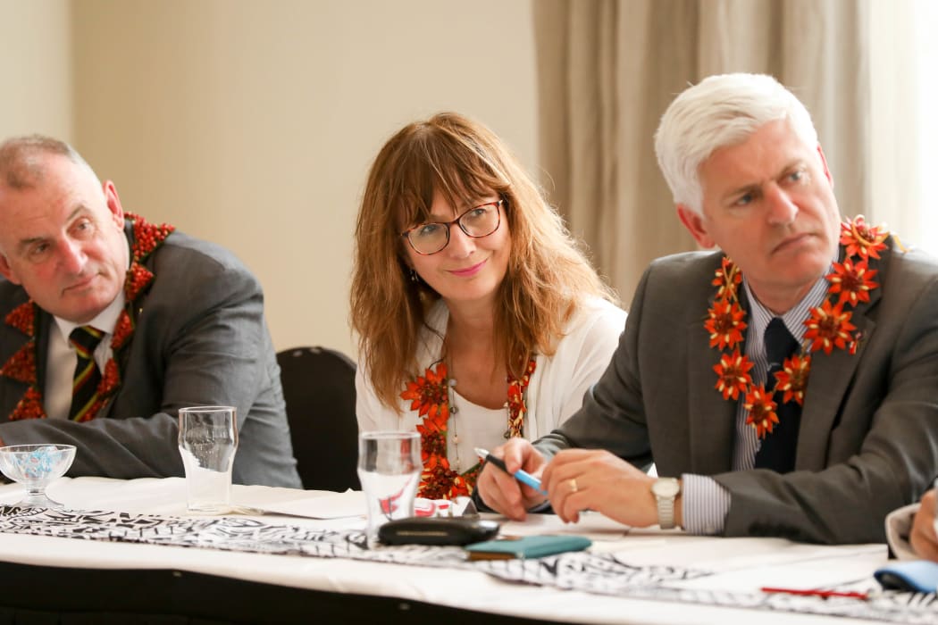New Zealand's High Commissioner to Tonga Tiffany Babington listens to Youth MPs at a talanoa session in Tonga.