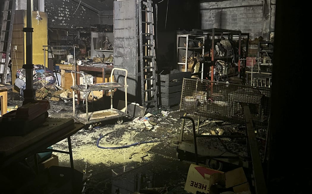 Police are treating a fire at a hospice shop distribution centre in the Auckland suburb of Takanini as arson.
