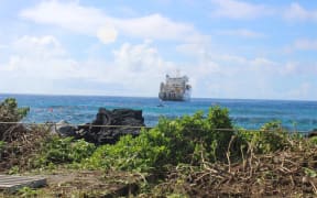 Anchored about 1,000 feet off the shore of Fogagogo, in American Samoa on 21 April the vessel , Responder, laying the Hawaiki cable to the Fogagogo landing station.