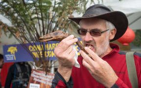 A punter at this year's Hokitika Wildfood Festival.