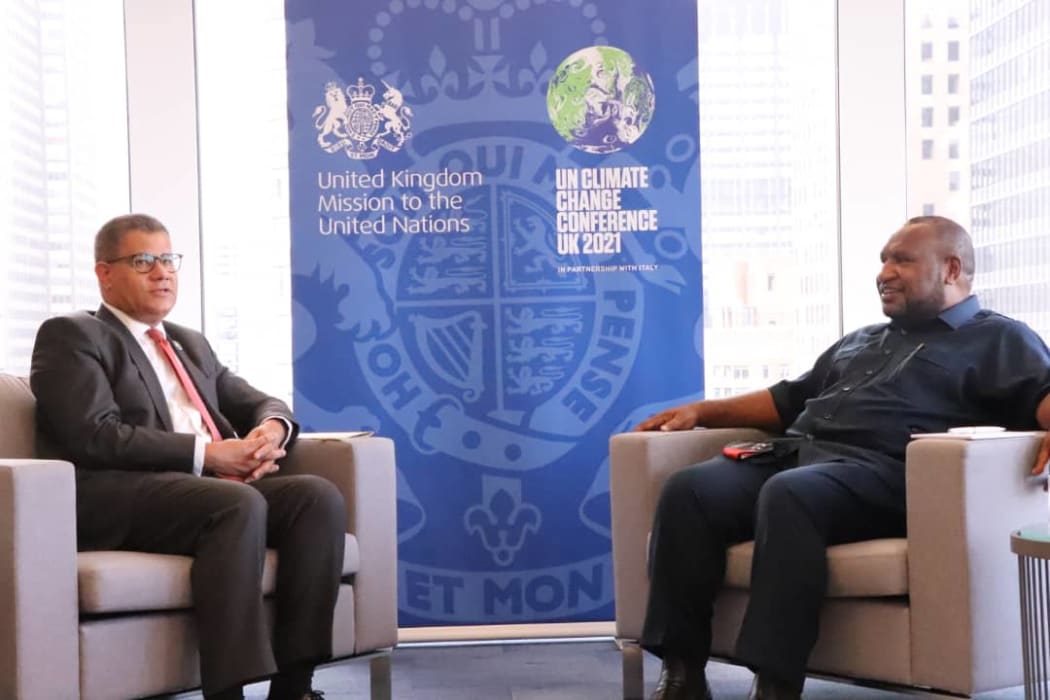 PNG Prime Minister, James Marape (right) had a meeting with the UK's Alok Sharma, UNFCCC COP26 President Designate. New York, 21 September, 2021.