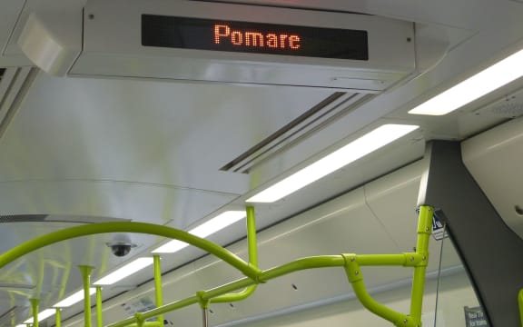 te reo  train - pomare sign on board