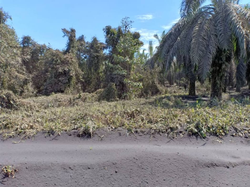 Ash-fall from the eruption of Mt Ulawun in West New Britain, PNG, 26 June 2019.