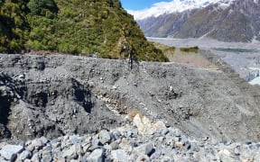 Moraine washout at Husky Stream, Tasman Valley.