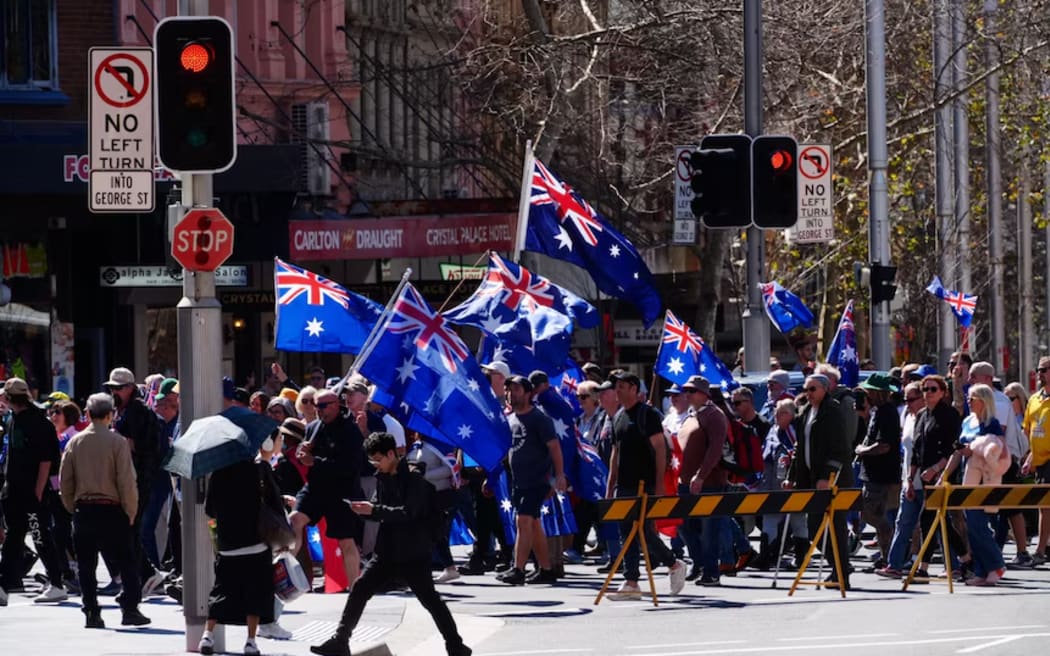 Thousands marched from Belmore Park to Victoria Park outside the University of Sydney’s quad.  (ABC News: Jack Fisher )