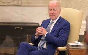 US President Joe Biden at White House during meeting with Jacinda Ardern