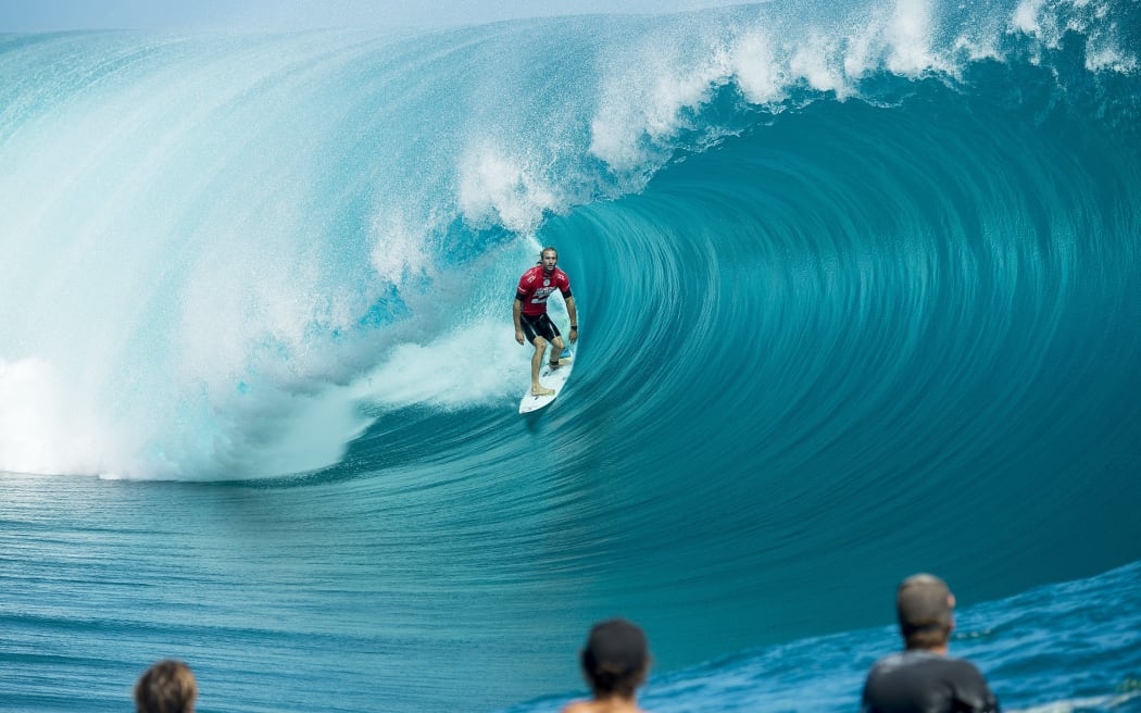 The Teahupo'o surf break in Tahiti where the Olympic surfing competition will be held.