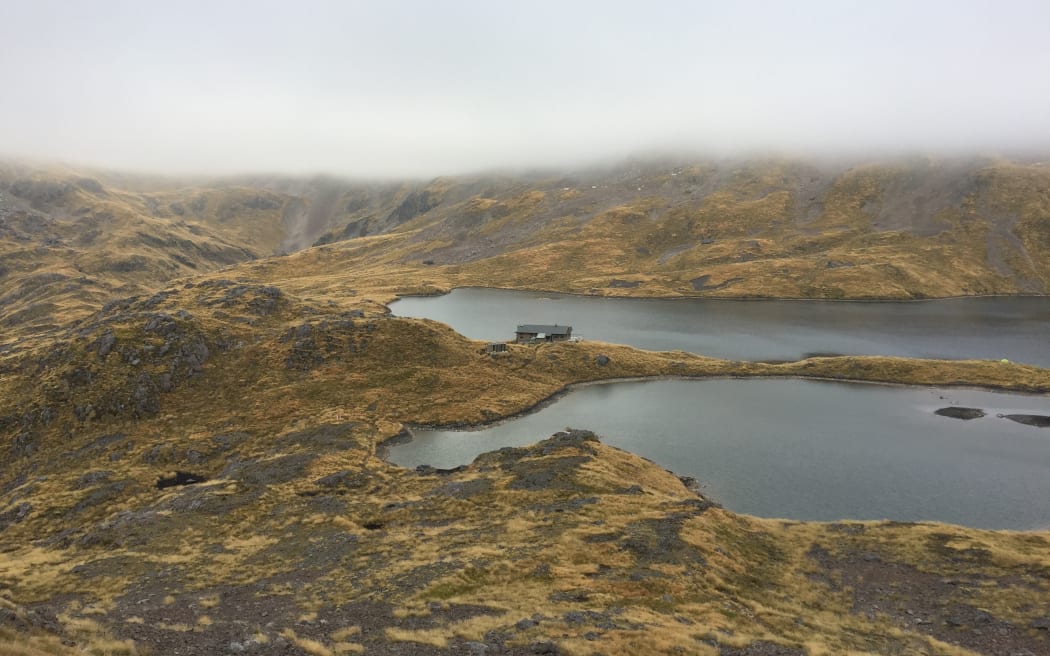Looking down on Lake Angelus/Rotomaninitua.