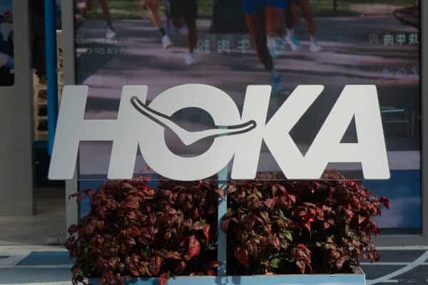 The HOKA name and logo outside a store in China.