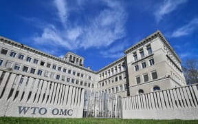 The World Trade Organization (WTO) headquarters are seen in Geneva on April 12, 2018.
The World Trade Organization is set to release its latest forecasts as trade tensions between the United States and China ratchet up. / AFP PHOTO / Fabrice COFFRINI