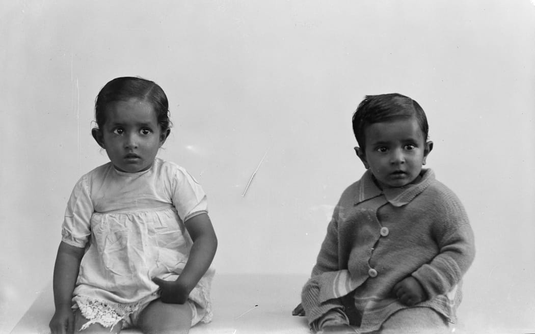 Two children, Cuba Photographic Studio; photography studio; circa 1935; Wellington. New Zealand Lottery Grants Board funds. Te Papa (B.047060)