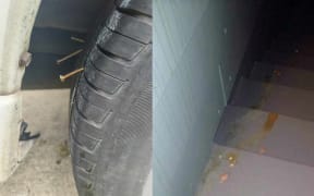 Kāinga Ora tenant Cheyne Smith has had nails put in her tyres (left) and her home has been egged.