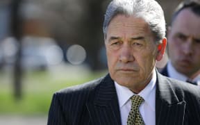 New Zealand First Party leader Winston Peters makes an election promise in Gore on 8 September, 2020.